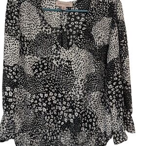 Philosophy Republic Clothing Black White Animal Print Blouse Large